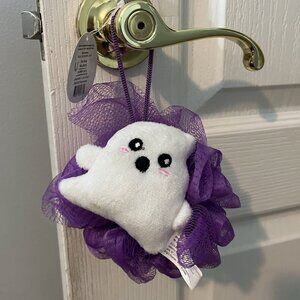 👻 NEW Scary Cute Ghost Halloween Loofah – Purple Mesh